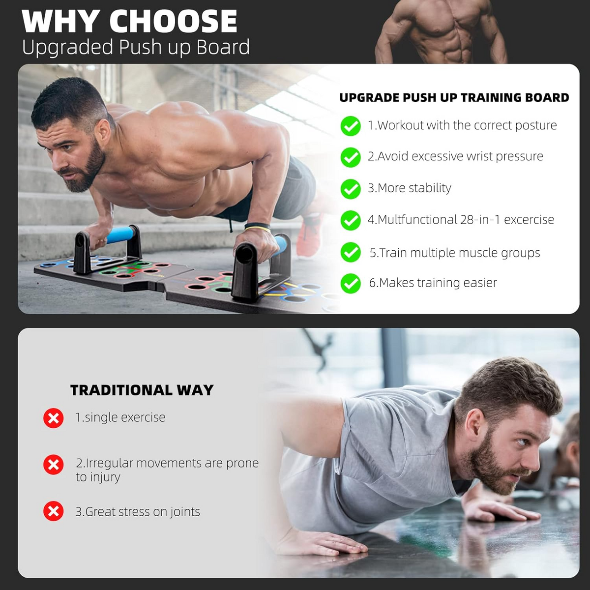 28 in 1 Push Up Rack Board System Fitness Workout Train Home Gym Exercise Stands