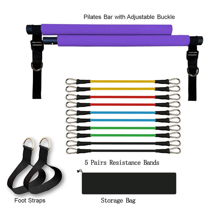 Portable Pilates Bar Resistance Band Set