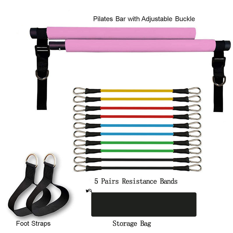 Portable Pilates Bar Resistance Band Set
