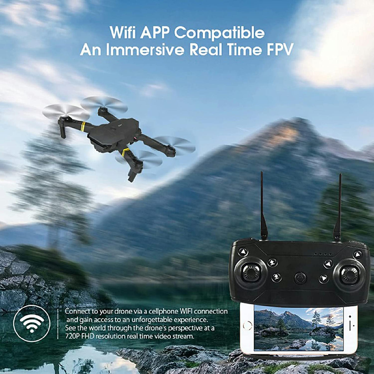 4K HD Dual Camera RC FPV WiFi Portable Wide Angle Foldable Quadcopter Drone